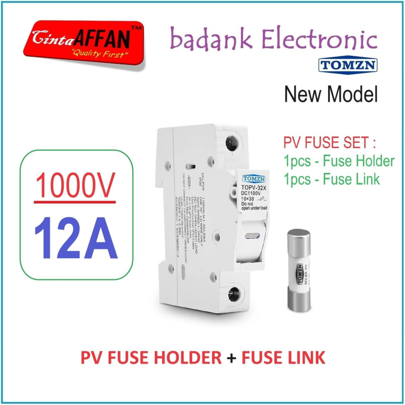 12A Solar PV Fuse Holder DC 1000V with Fuses 12A Solar Panel Surya